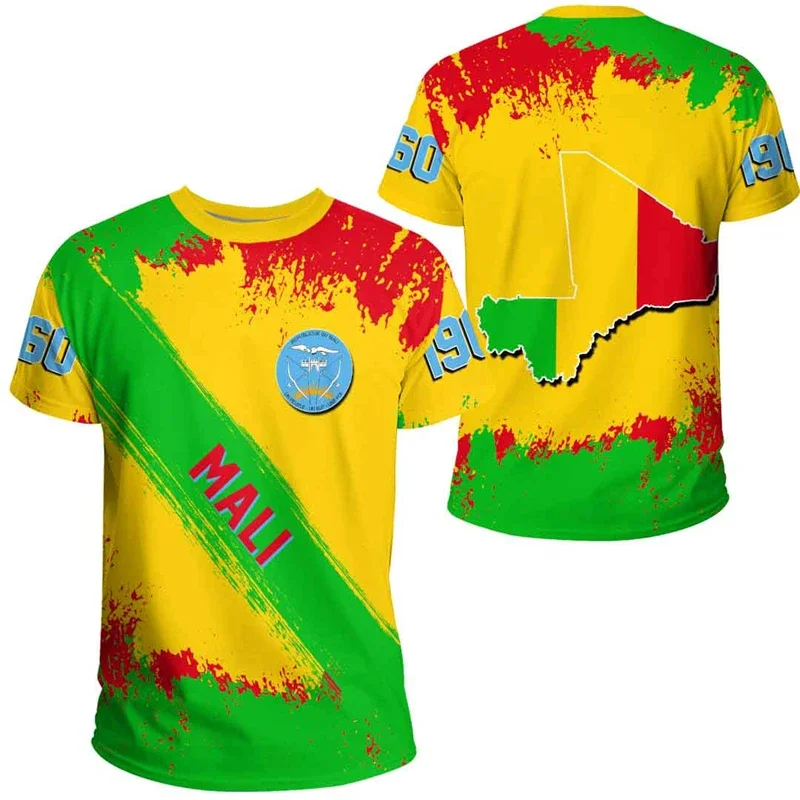 Mali Flag Map Graphic T Shirts National Emblem 3D Printed T Shirt For Men Clothes Africa Country T-Shirt Male Jersey Kids Tees