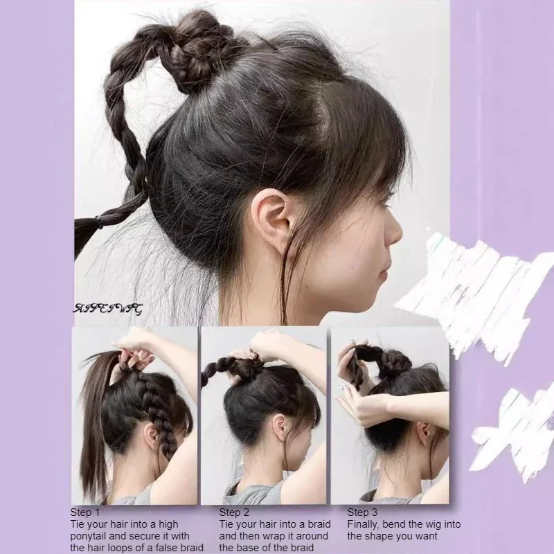 12inch Short Natural Hair Ponytail Extension with Hair Ties Soft Synthetic Hair Pieces for Women Braid Ponytail Girls Daily Wear