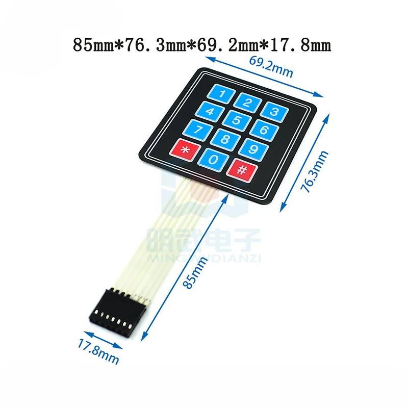 Tombol besar 4*4/1*4/3*4/4*5 Keyboard matriks MCU Keyboard ekspansi eksternal Keyboard membran
