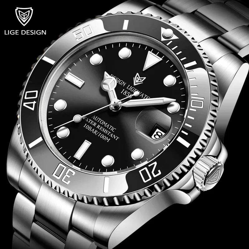 LIGE Top Brand Luxury Automatic Watch for Men Fashion Waterproof Sport Men\'s Mechanical WristWatches Casual Automatic Date Watch