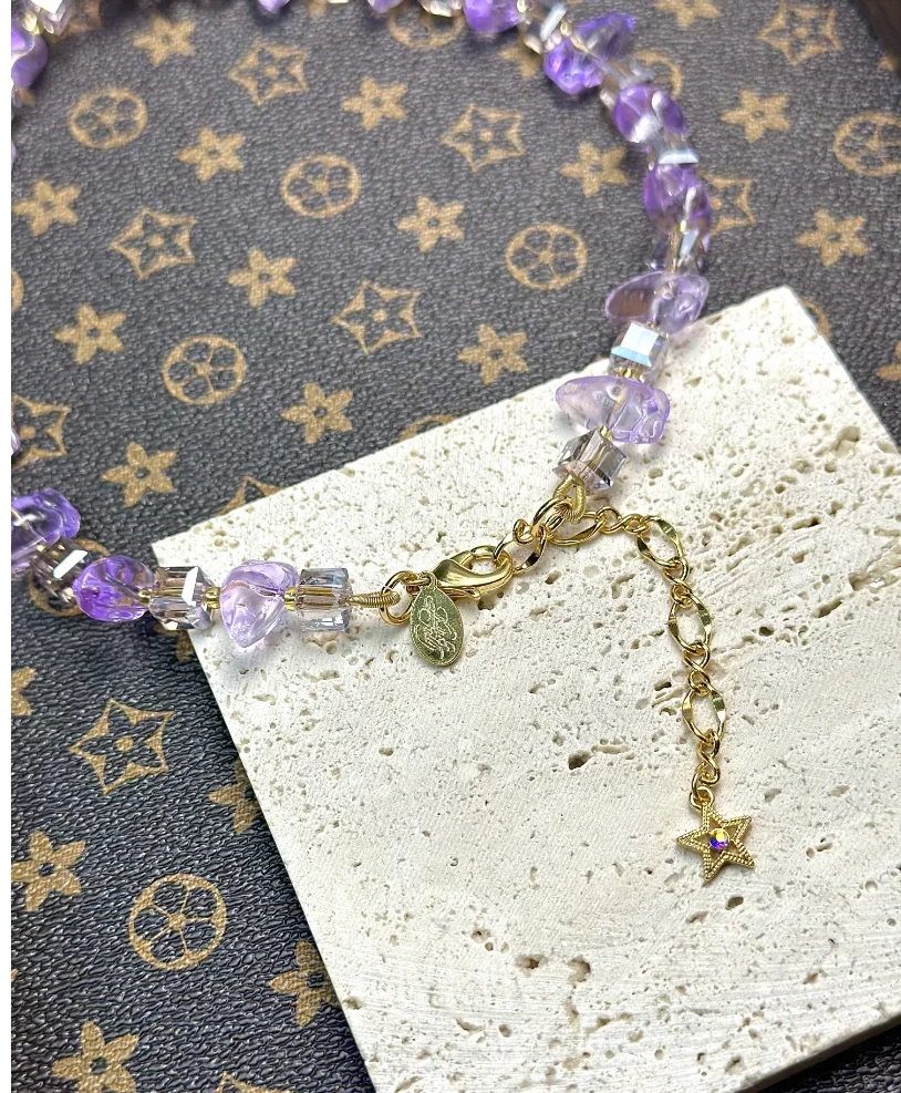 KF Europe and the United States Fashion Trend Heavy Industry Sweet Wild Fresh Geometric Shape Lilac Purple Resin Beads Universal