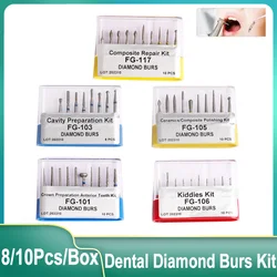 1 Box Dental Diamond Burs Kit FG Series for High Speed Handpiece Polishing Drills Dentist Bur Dia.1.6mm Dentistry Accessories