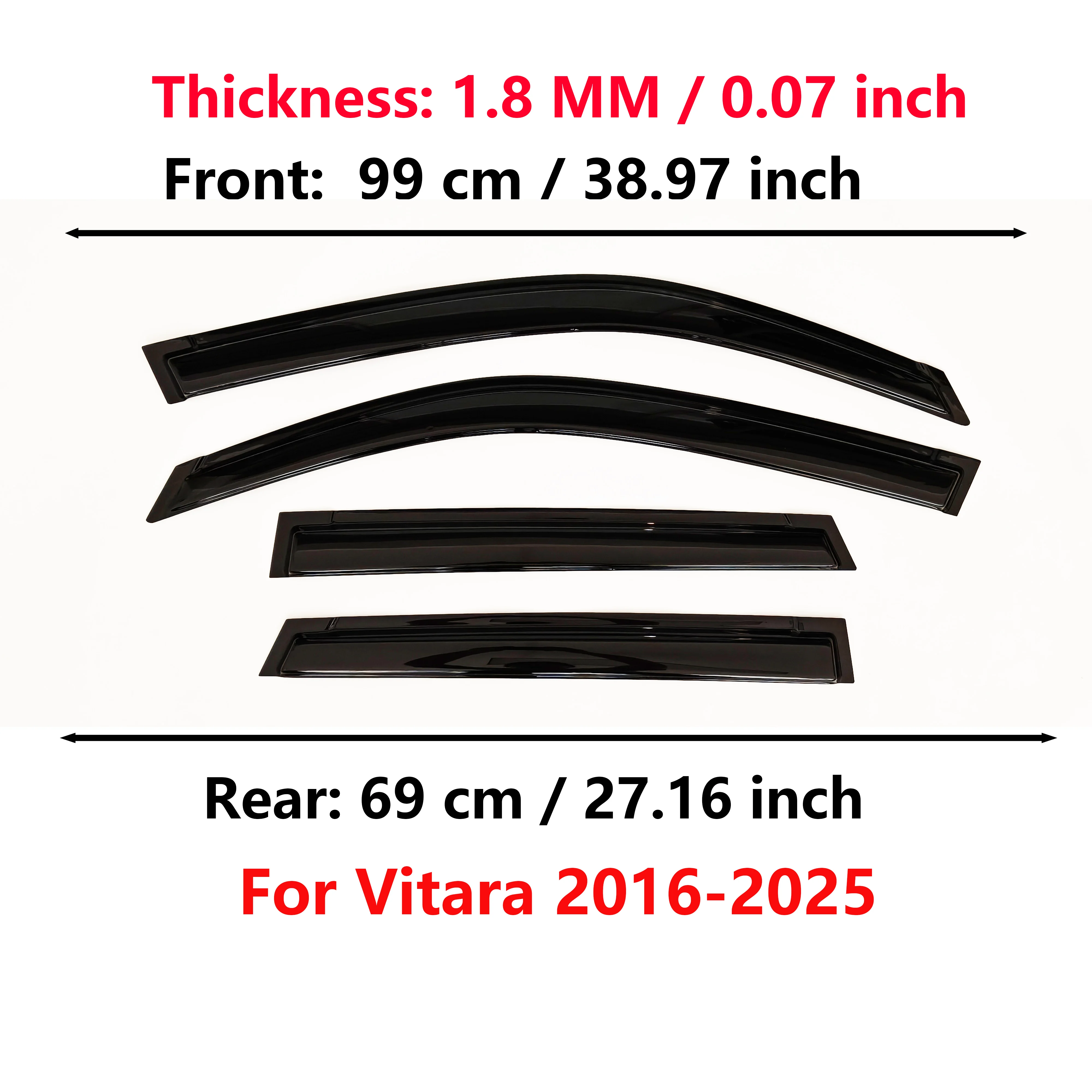 Window Visor for Suzuki Vitara 2016-2025 | 4pcs Rain Guard Wind Deflector | Car Weather Shield Accessory