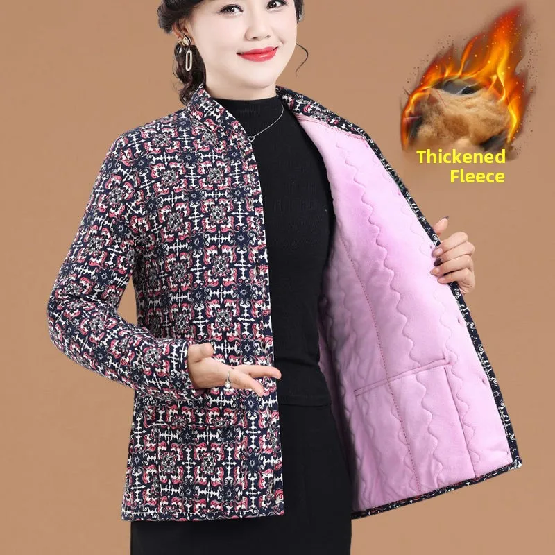 

Thiened Fce Winter Jaet for Women Warm Cotton Padded Coat Stand Collar Long Sve Regular Fit Cotton Clothes