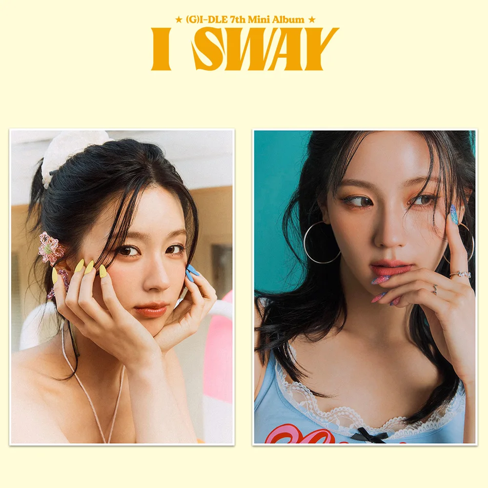 2Pcs KPOP GIDLE I SWAY Poster Self-adhesive YUQI SoYeon MiYeon MINNIE ShuHua Photo Wall Sticker Bedroom Decor Fans Collects