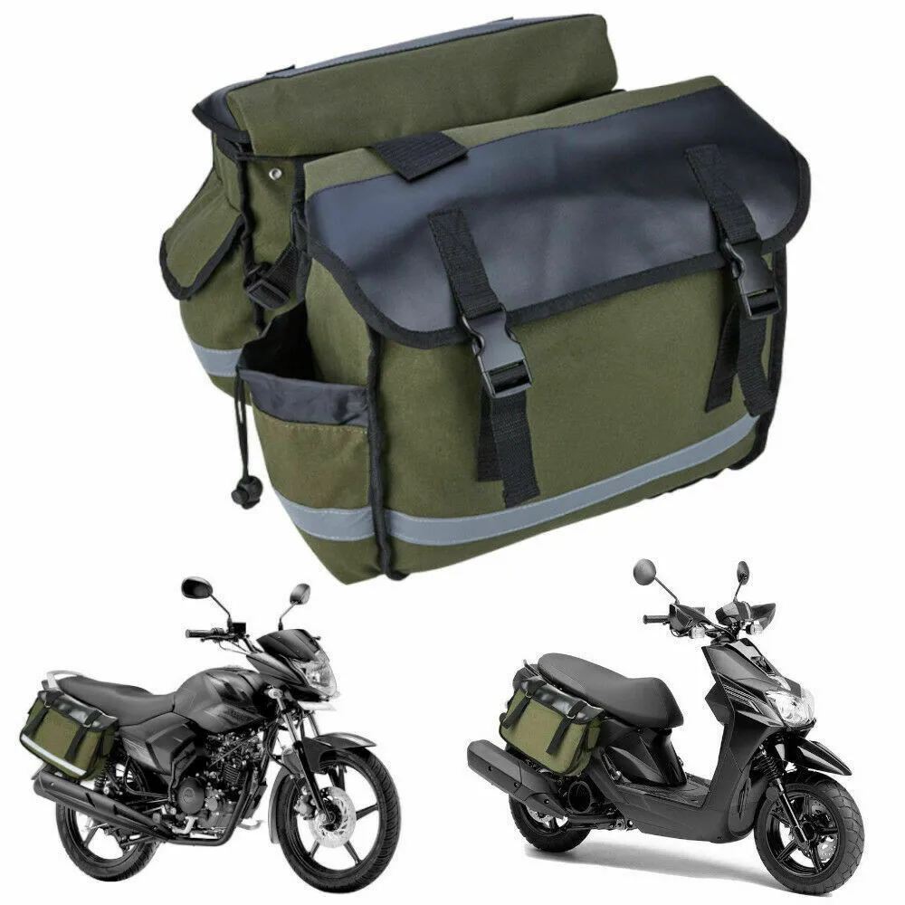 2022 Upgrade Travel Motorcycle Saddle Bag Waterproof Canvas Saddle Hemming Toolbox Motorcycle Bag