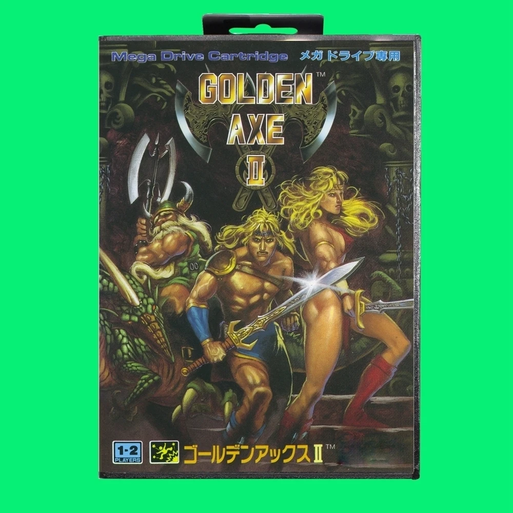 Golden Axe II Game Cartridge 16bit MD Game Card With JP Cover Retail Box For Sega Mega Drive