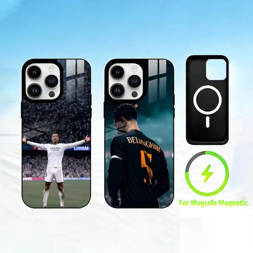 

Чехол для телефона J-Jude Bellingham для iPhone 17 16 15 14 13 12 Pro Max Plus с зеркальной беспроводной магнитной крышкой