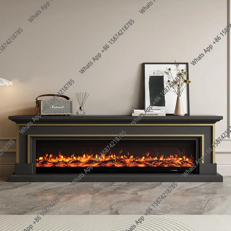 

Простая французская тумба под телевизор с камином, современная, в стиле легкой роскоши, кремового цвета, декоративный каминный шкаф, американская тумба под ТВ