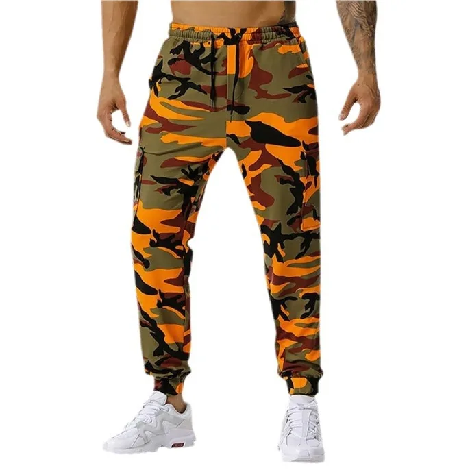 Men's Splicing Camouflage Jogging Pants Outdoor Sports Pants Football Training Pants Fitness Pants Trousers