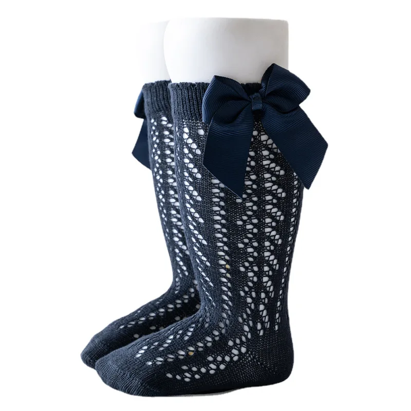 Girls' Knee High Bow Socks in Breathable Cotton 4