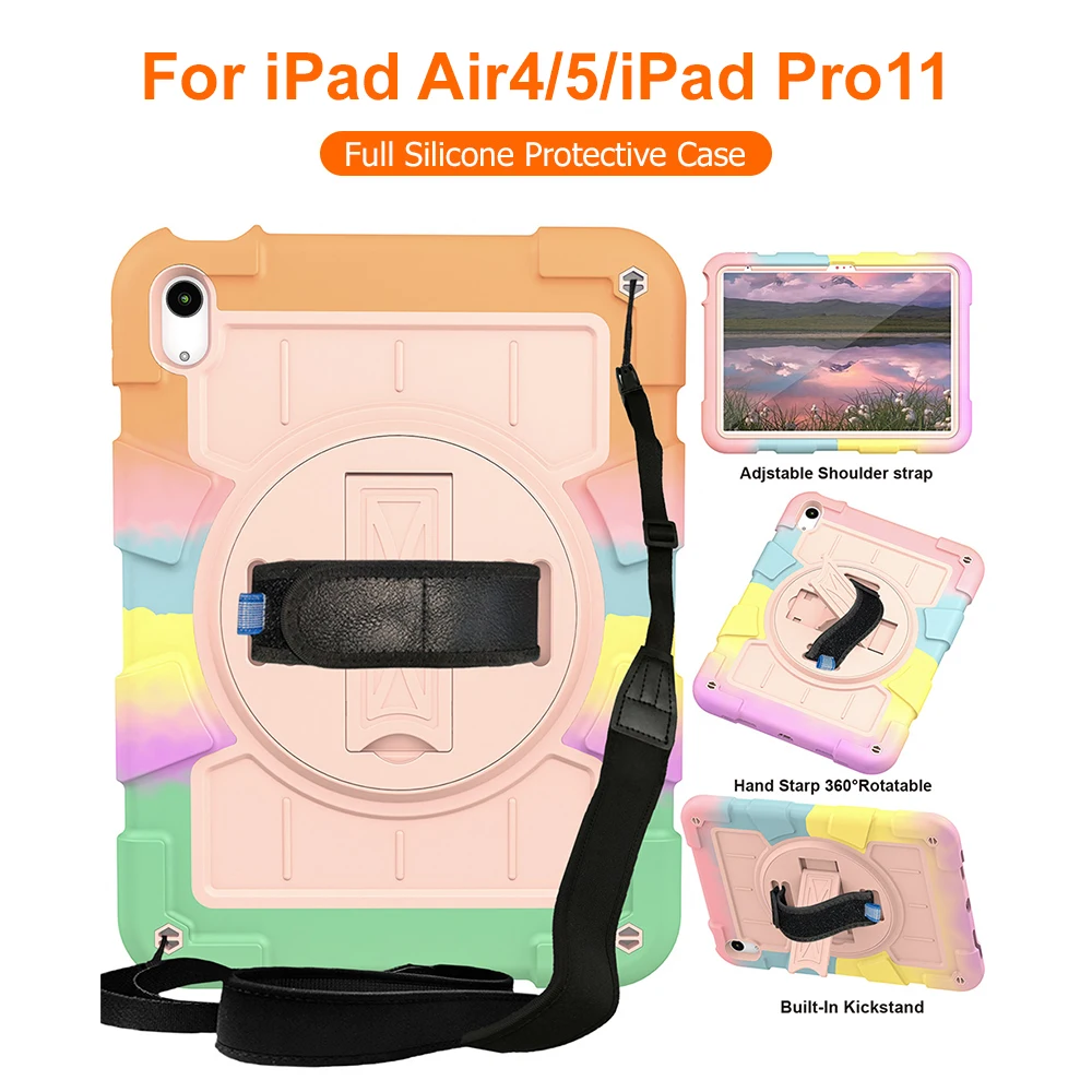 

Stand Shockproof Tablet Case For iPad Air 11 M2 M3 Pro 11 Air 4 Air 5 10.9" 10th 11th Gen iPad 7 8 9 Cover with Shoulder Strap