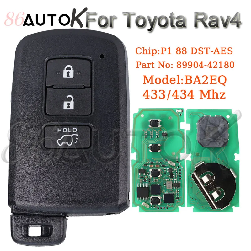 Auto Smart Key BA2EQ P1 88 DST-AES Chip 433 MHz per Toyota Rav4 89904-42180 89904-42321 Senza chiave di Avvio 3 Bottoni Chiave Dell\'automobile Della