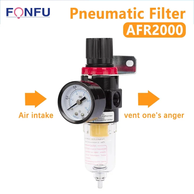 

AFR2000 Pneumatic Compressor Air Filter Treatment Unit Pressure Regulator Reducing Valve Oil Water Separation