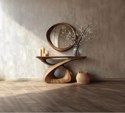 Entrance table, sofa side table, Japanese engraving special-shaped decorative wall cabinet