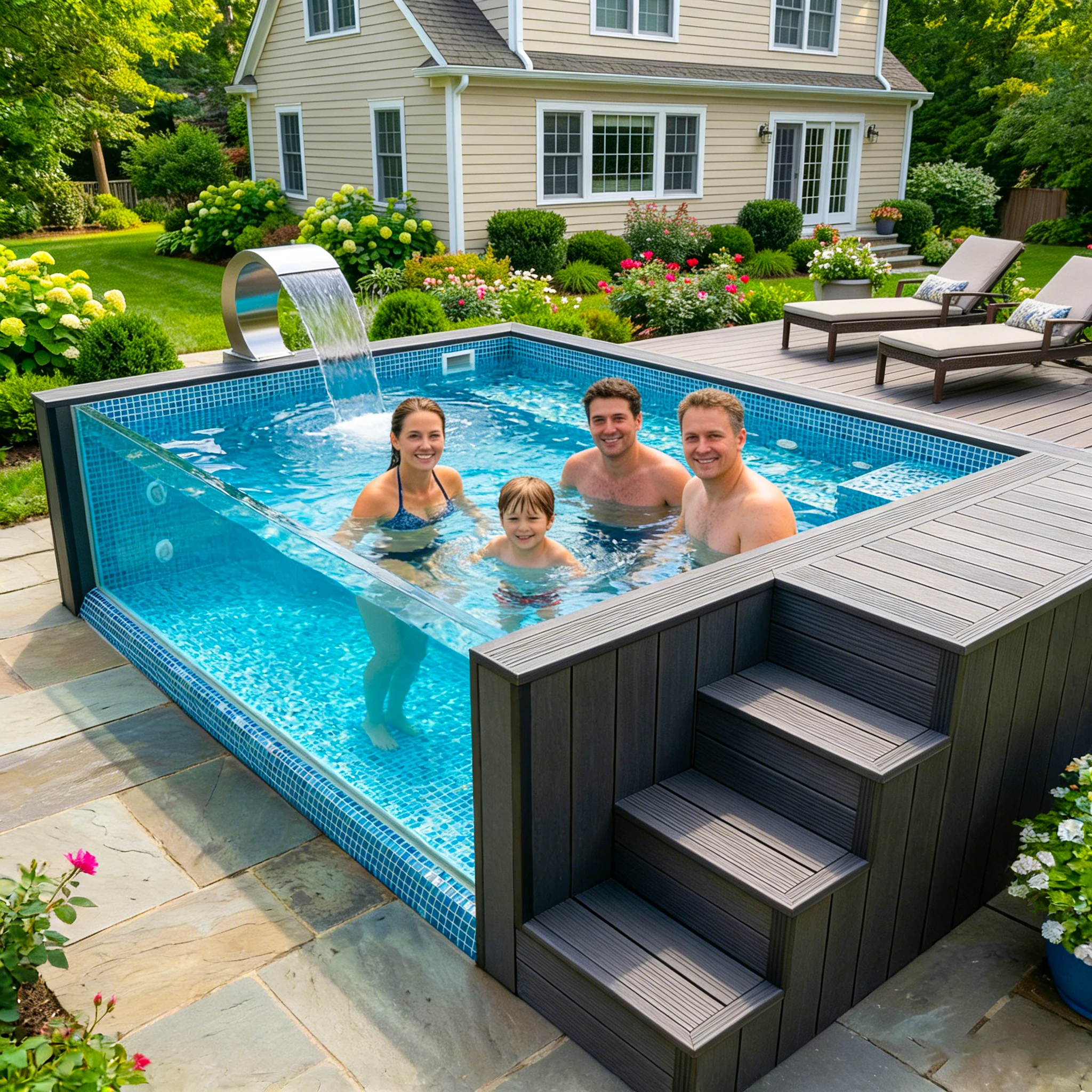 Small Backyard Container Swimming Pool Compact Shipping Container Size Space Saving Quick Assembly Outdoor Prefab Swim Pool