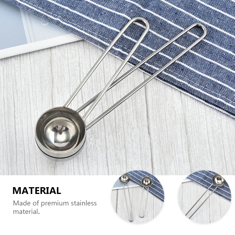 

2pcs Stainless Steel Measuring Spoons Baking Kitchen Tools Set For Liquid Dry Ingredients Space-Saving Design 2 Size Household