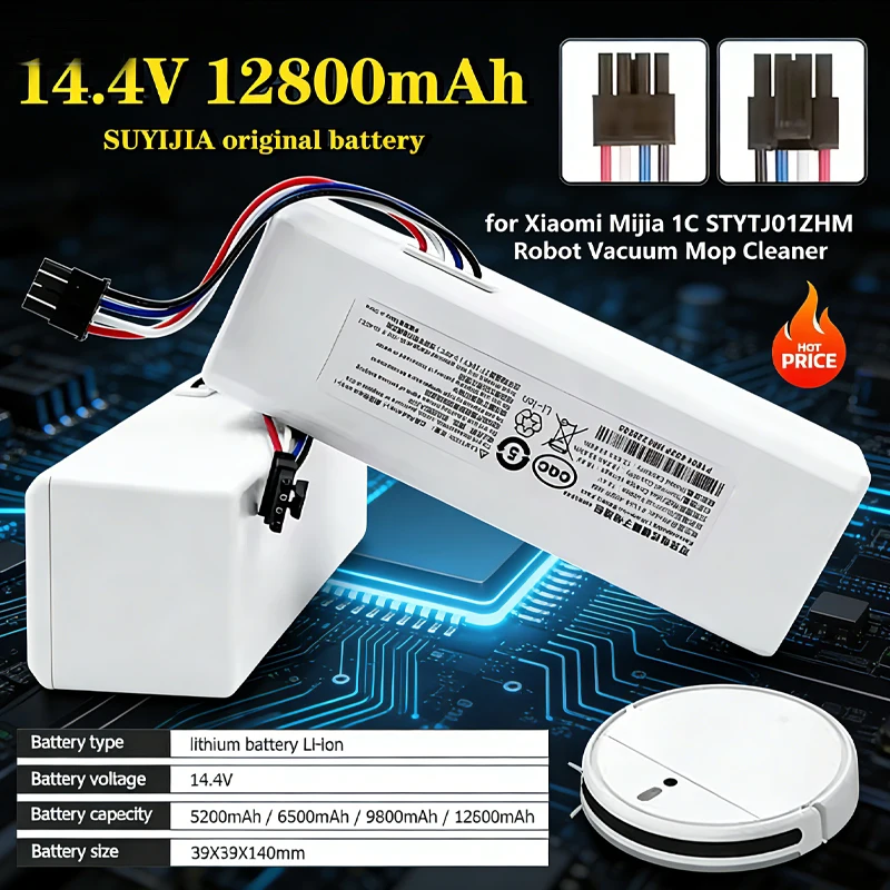 

New 14.4V 12800mah P1904-4S2P-MM Battery for Xiaomi Mijia 1C STYTJ01ZHM Robot Vacuum Cleaner Accessories Battery
