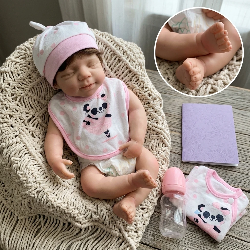 18 Inch Pascale Solid Silicone Reborn Baby Doll Toy Handmade 3D Painted Skin Newborn Doll