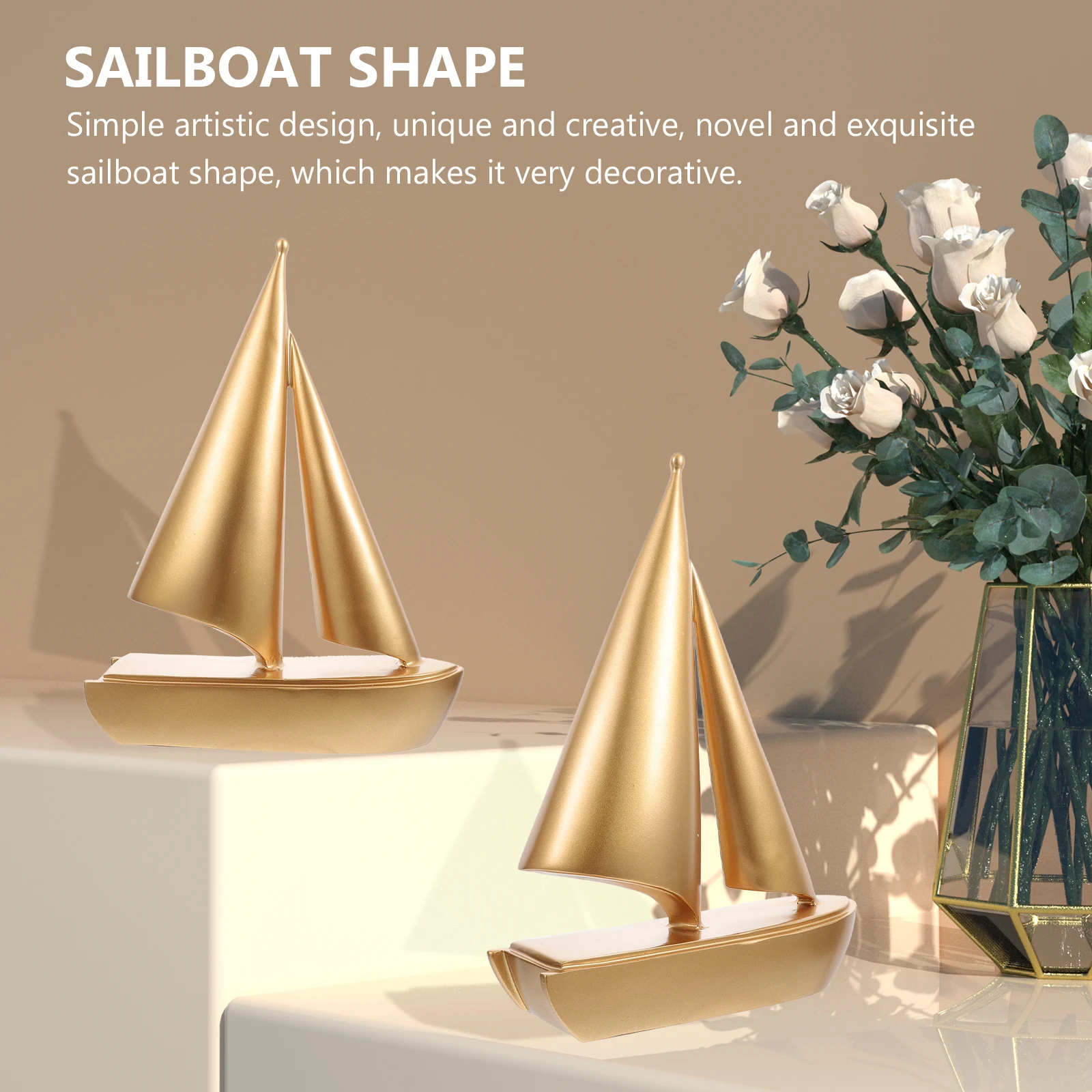 

Resin Sailboat Decor Adornment Unique Creative Desktop Office Decoration Novel Exquisite Sailboat Shape High-Class
