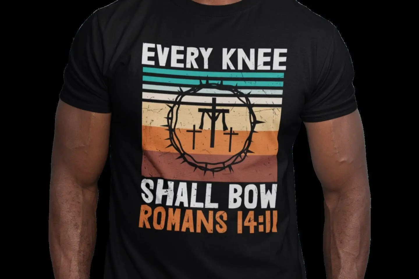 Camiseta para hombre con cita de Romanos 14 11, Jesús, fe cristiana, religioso para él, Dios