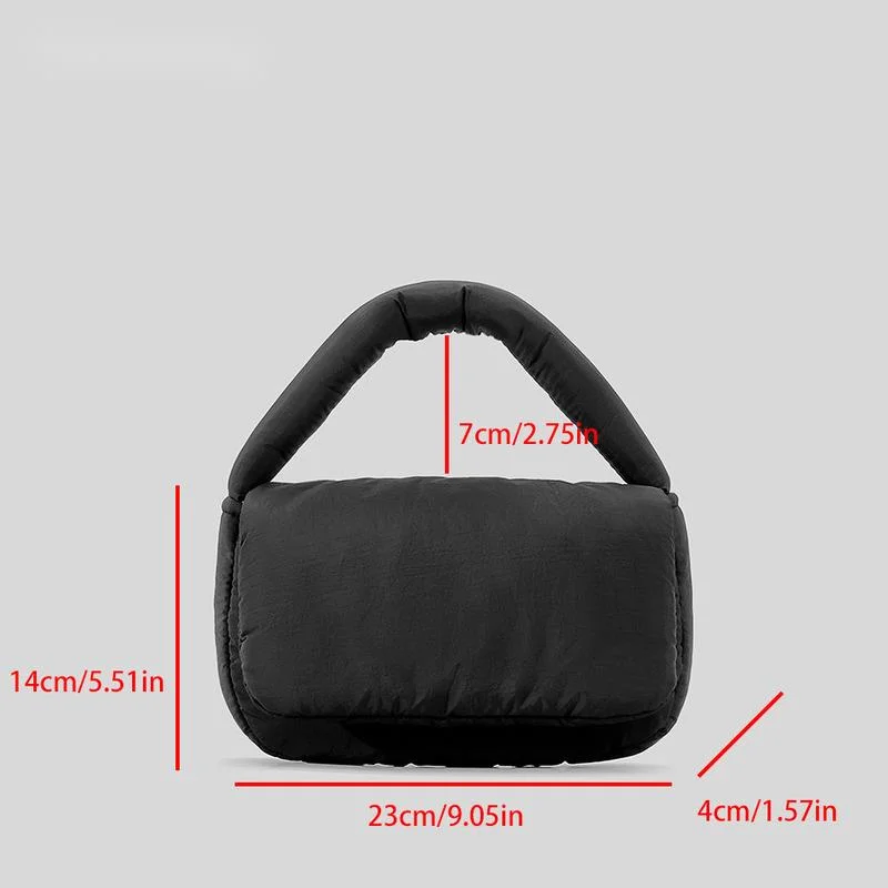 Women\'s Fashion Shoulder Bag Sewing Design Minimalist Handbag Down Cotton Solid Color Zipper Women\'s Storage Bag New Trend Purse