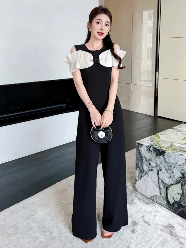 

Новый летний комбинезон с короткими рукавами и широкими штанинами для женщин, элегантный комбинезон, винтажный уличный комбинезон, комбинезоны, женский комбинезон