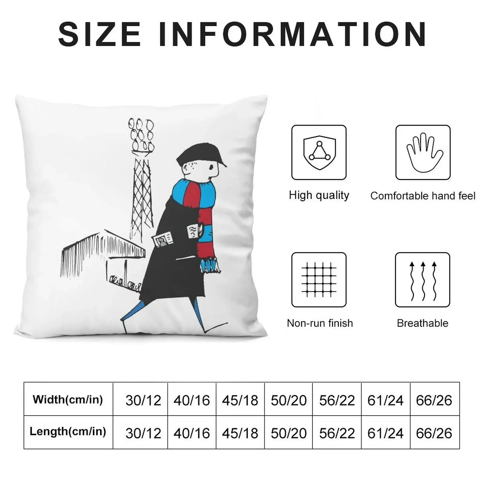 Flat cap Fan, Football Fan, Claret and Blue Scarf, Football Supporter, Illustrated Tribute Throw Pillow Sofas Covers pillow