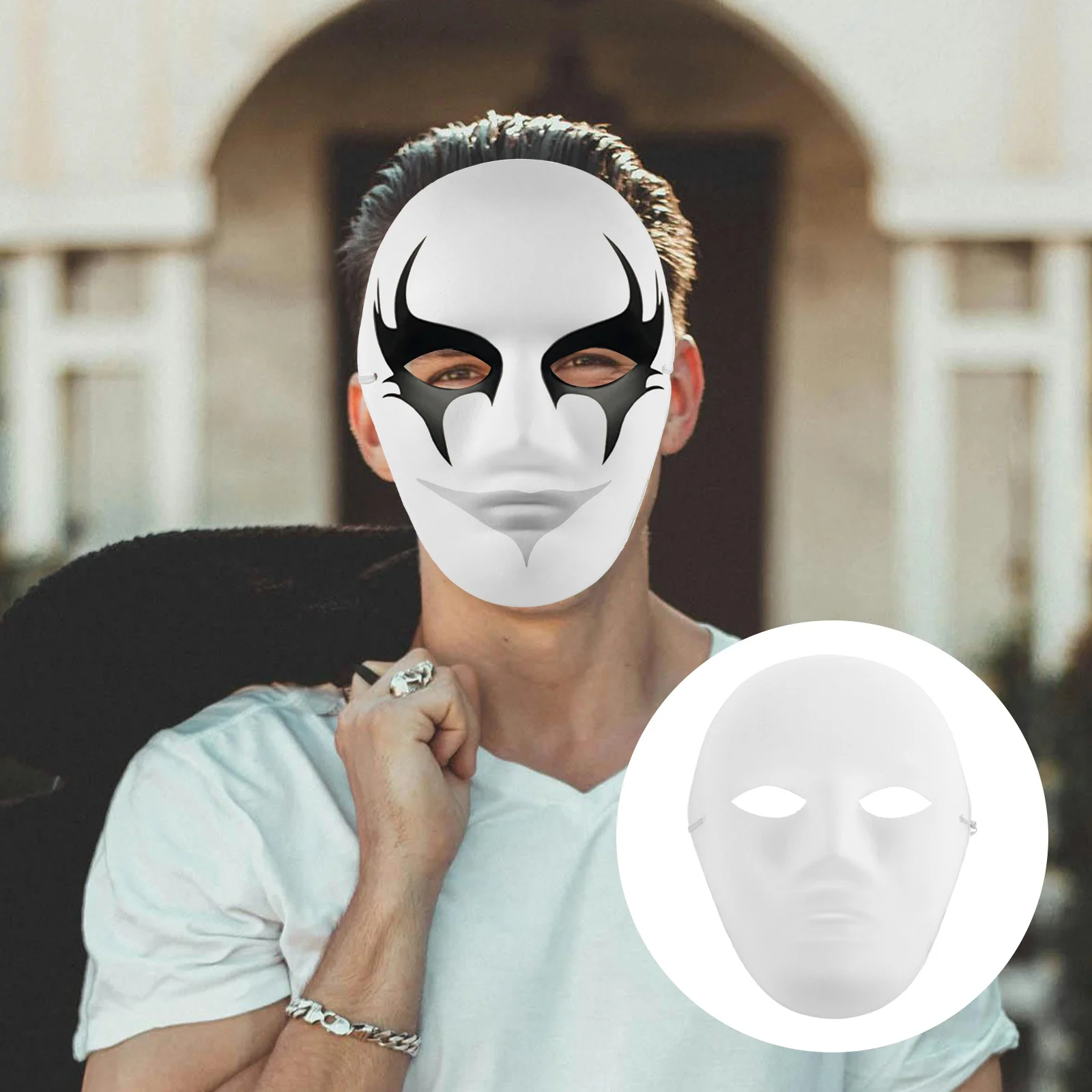 

10pcs Diy Hand-Drawn Masks For Adults Full Face Painting Mask Eco-Friendly Durable Scary Ghost Style Halloween Party Costume