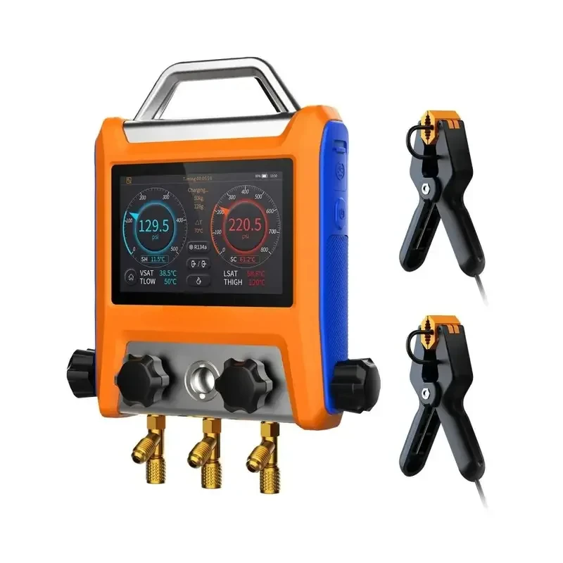 Digital 4 Valve Manifold -20V EMG-40V -10 LMG-10W Wireless HVAC Refrigerant Vacuum Gauge APP Control