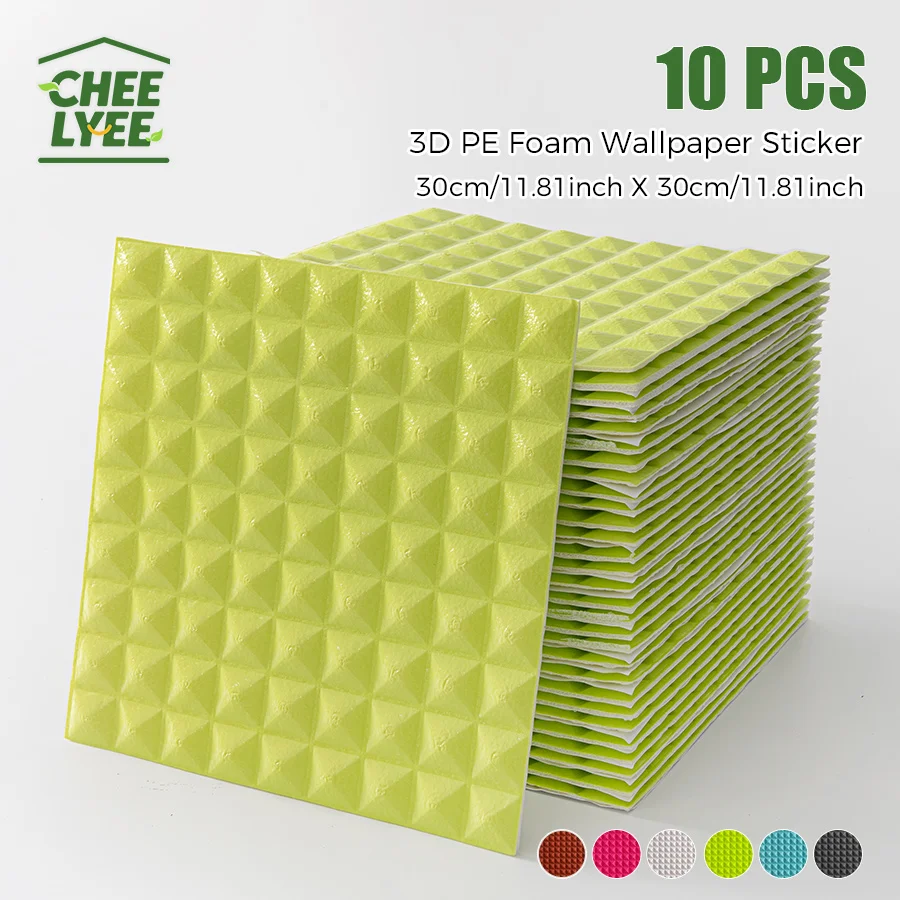 

10Pcs SXP PE Foam Wallpaper Sticker Self-adhesive Wall Panels Peel and Stick 8mm thickness 11.81x11.81in Suitable for anyroom