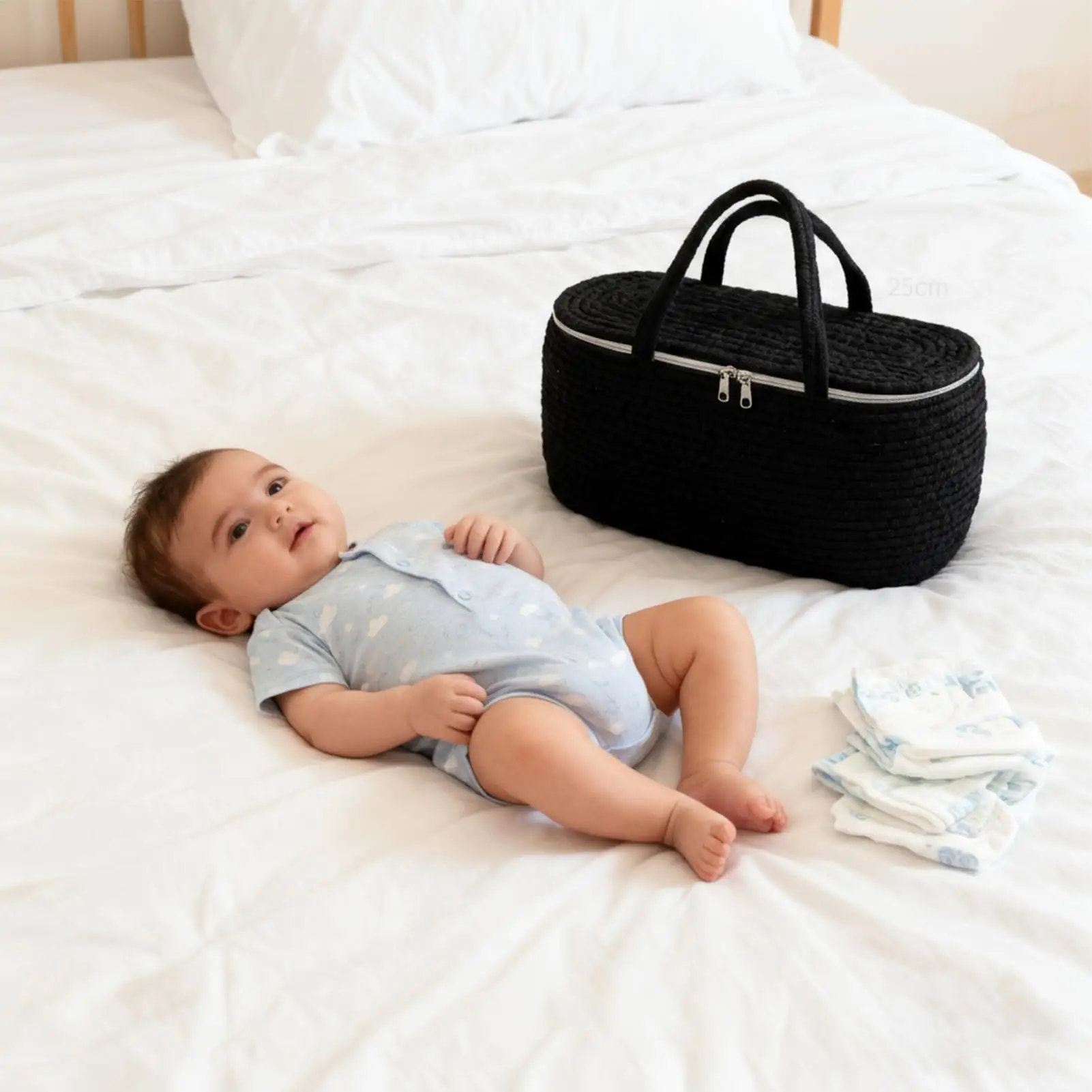 Baby Organizer Basket Large Capacity Portable Bag Changing Table Storage Organizer for Travel Outdoor Car Bathroom Bedside