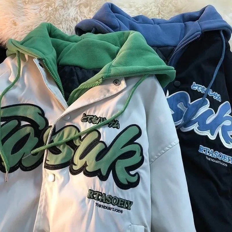 Y2k Hooded Baseball Uniform Handsome Retro Harajuku Style Jacket Spring And Autumn Student Couple Sweater Clothes Hoodies Women