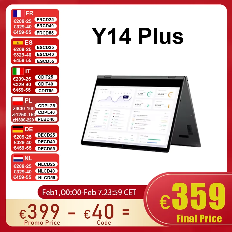 Laptop BMAX Y14 Plus 14 cali Notebook Windows 11 16GB RAM 512GB SSD 1920*1080 IPS Intel N150 komputery przenośne