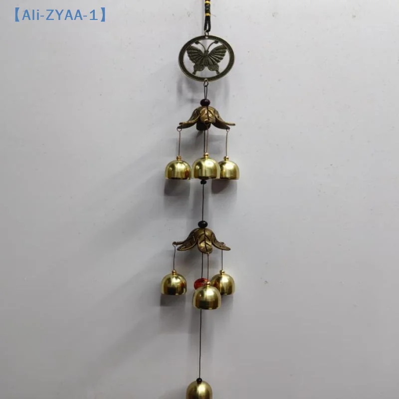 1Pcs Double Metal Bell Pendant Wind Chime Brass Color Bell Hanging Decoration Suitable For Home Patio Wall Hanging【ZYAA-1】