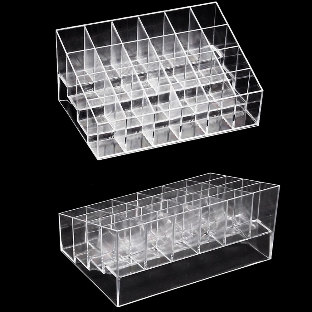 

Clear 24 Holes Acrylic Makeup Tattoo Ink Cup Crystal Box Makeup Pigment Cups Caps Storage Container Rack Holder Stand 1pcs