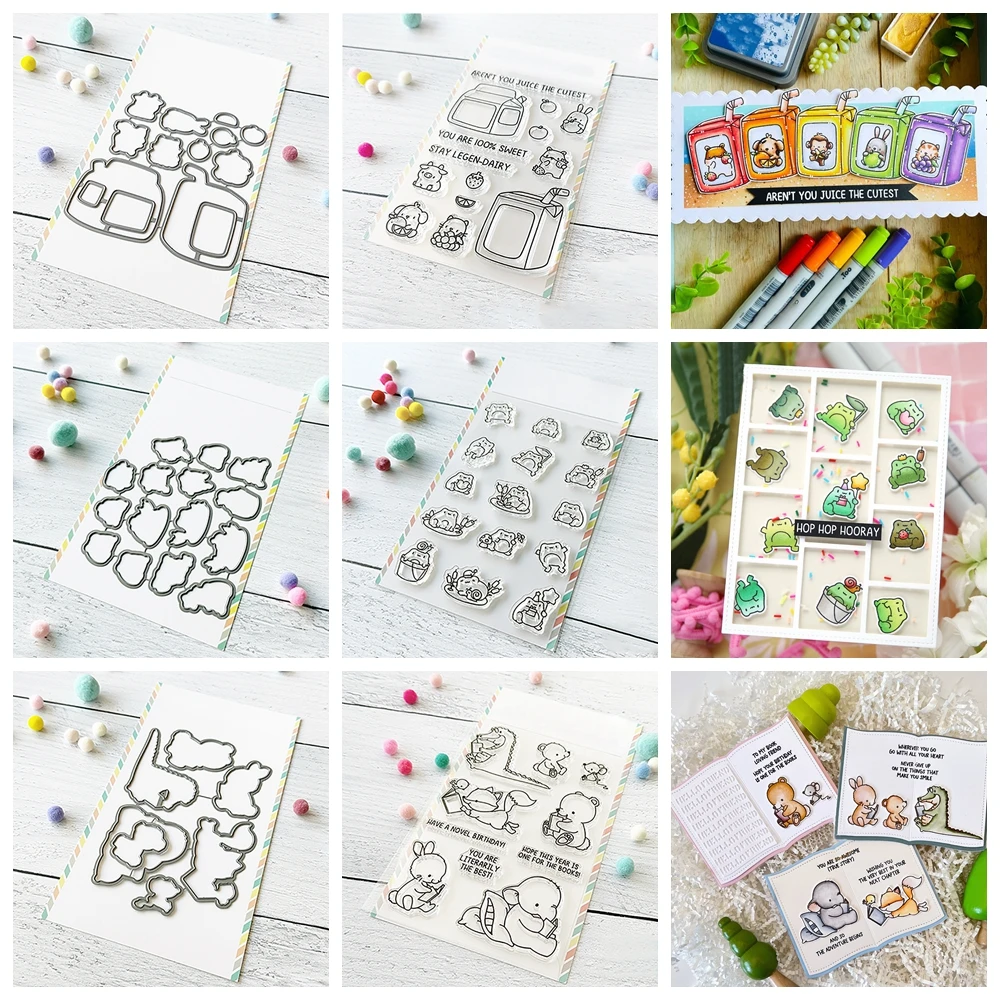 Metalls chneid stempel klare Silikons tempel verschiedene Frösche Katze Elefant Muster stirbt Stempel für DIY Scrap booking interaktive Karte