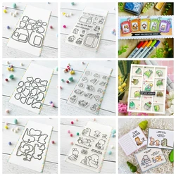 Metal Cutting Dies Clear Silicone Stamps Different Frogs Cat Elephant Pattern Dies Stamps for DIY Scrapbooking Interactive Card