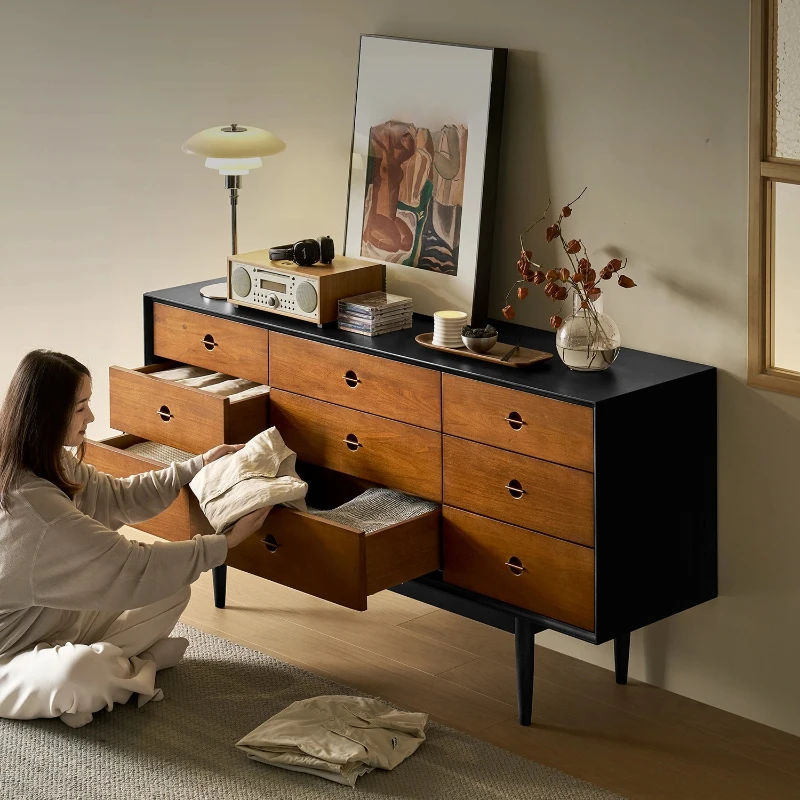Jiugongge chest | French retro contrasting color aesthetics, solid wood skeleton interprets medieval accents | Nine drawer