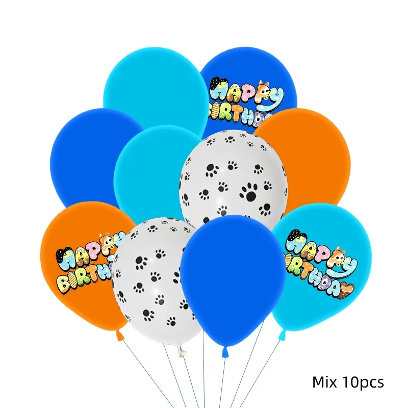 Blue Orange Dog Paw Blueies Latex Balloons Set Paw Balloons Number Balls Dog Birthday Party Baby Shower Decoration Gifts