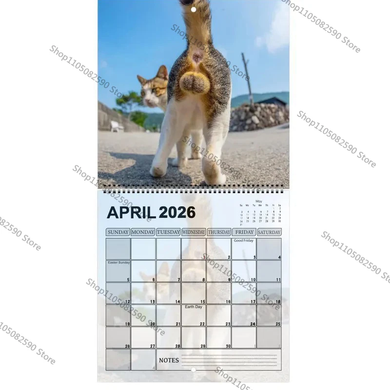 القط بعقب التقويم 2026 12 الشهرية مضحك القط الذيل جدار التقويم الأسرة مخطط جدولة أداة لغرفة المعيشة غرفة نوم #2