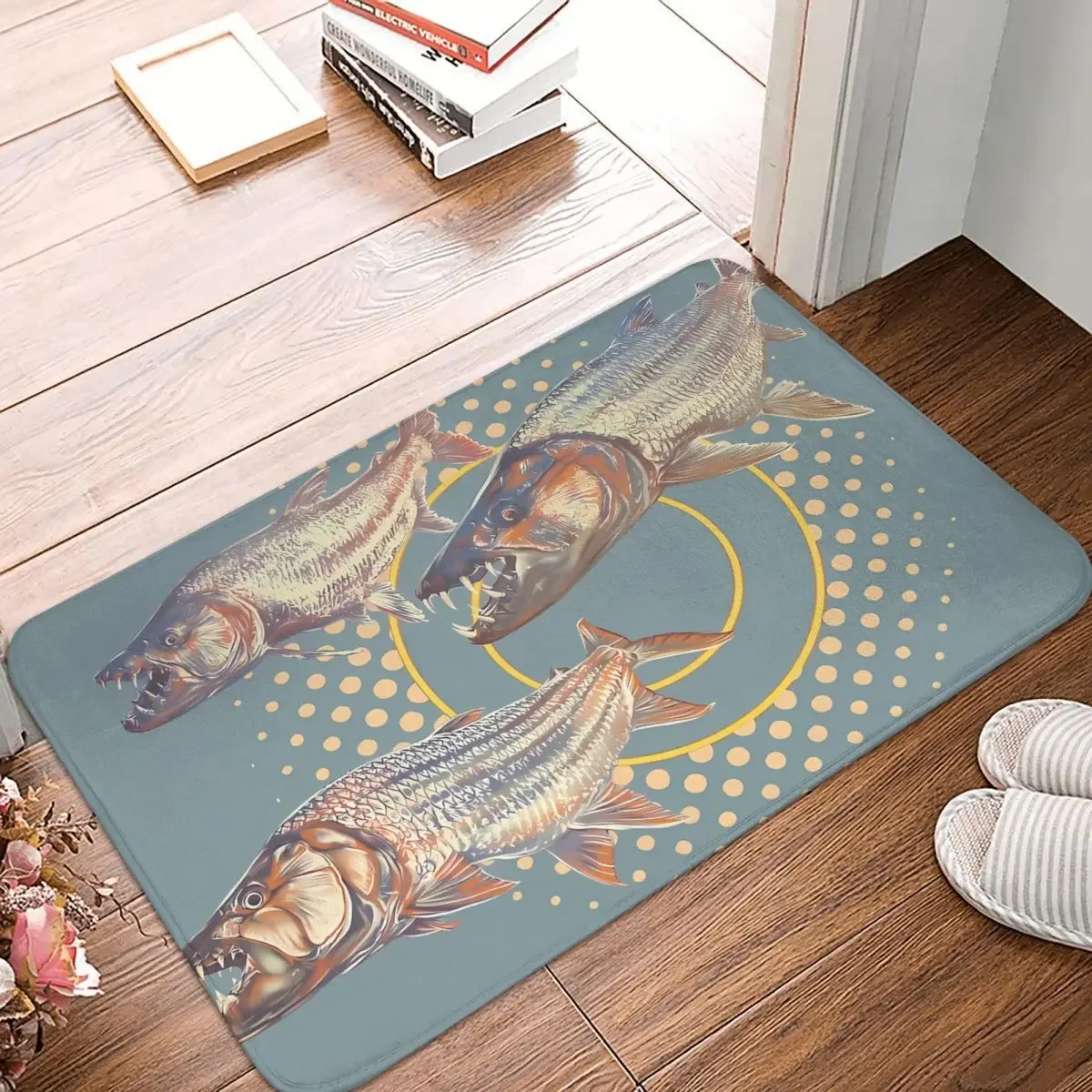 GO FISH FISHING FISHMAN Anti-Slip Rug Doormat Living Room Mat Goliath Tiger Floor Carpet Welcome Decorative