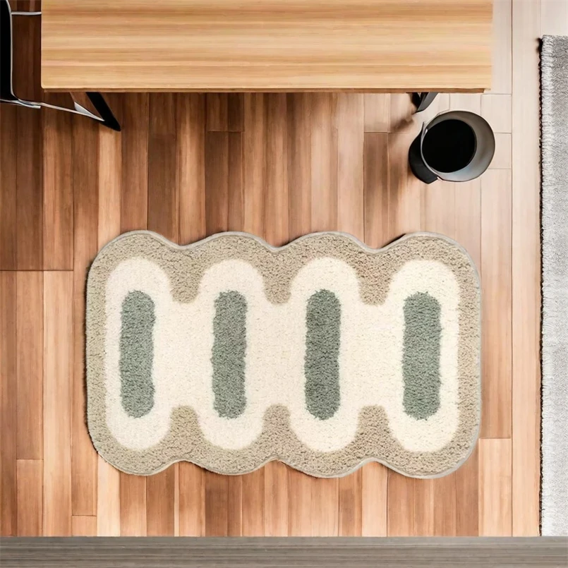 Simple Geometric Shapes ufted Carpet Mat Soft Fluffy Thick Tuftting Room Entry DoorMat Anti-slip Rug Entrance Floor Mat