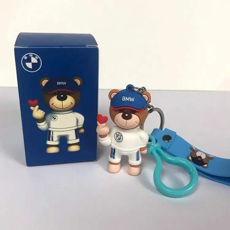 BMW Car Keychain Pingente, Boneca Urso, Desenhos animados bonitos, Presente atividade