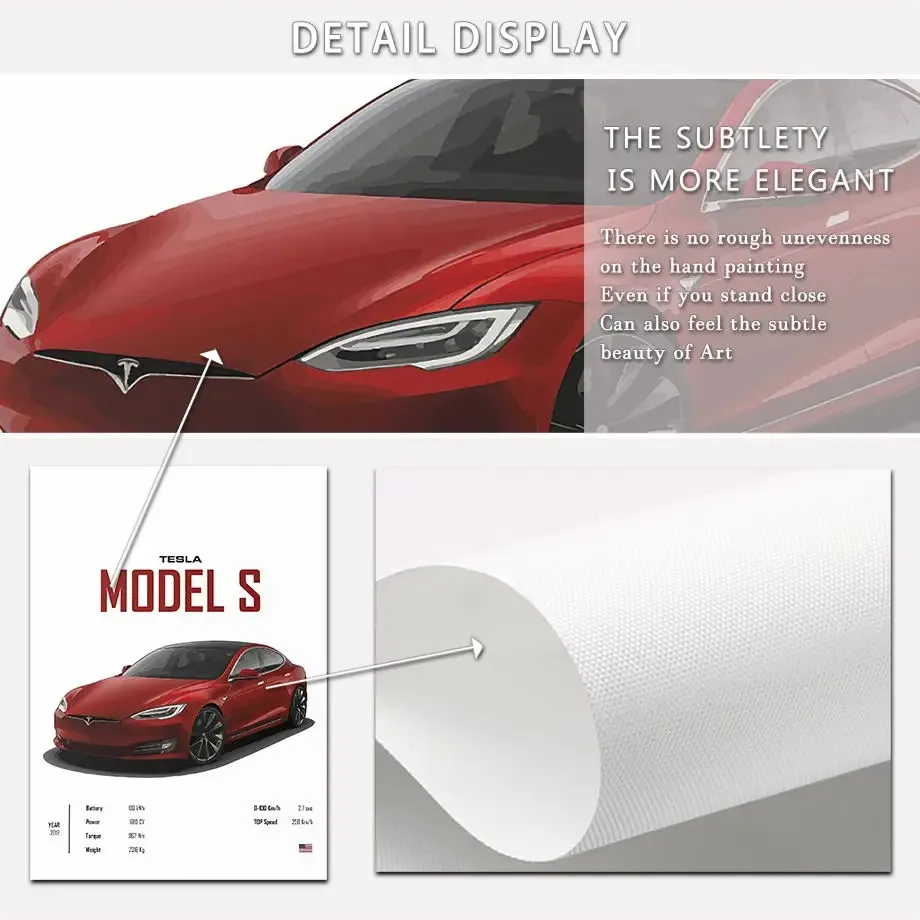 TESLA MODEL S MINI COOPERCABRIO Luxury car Wall Art Canvas Painting Nordic Posters And Print Wall Pictures Living Room Decorr