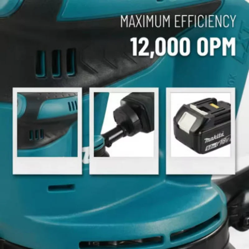 Makita DBO180Z 18V Brushless Cordless Orbital Sander 125mm with Dust Bag for Clear Coat Varnish Surface Preparation in Tools