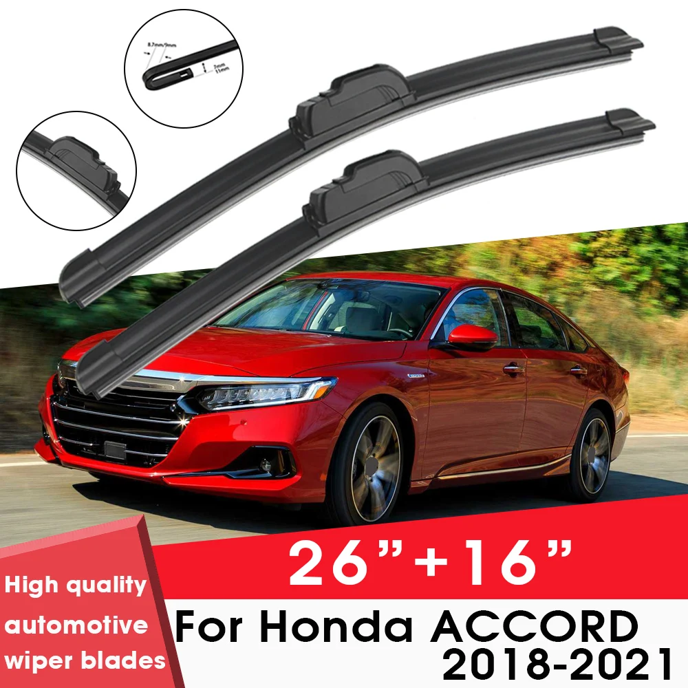 

Car Wiper Blade Blades For Honda ACCORD 2018-2021 26"+16" Windshield Windscreen Clean Naturl Rubber Car Wipers Accessories