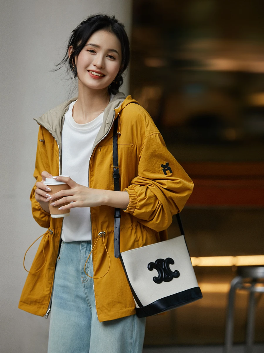 

Двусторонняя повседневная верхняя одежда Jaet с капюшоном, закрывающая талию, для поездок на работу, Bla Tech, саржевый материал, застежка-молния, длинный све