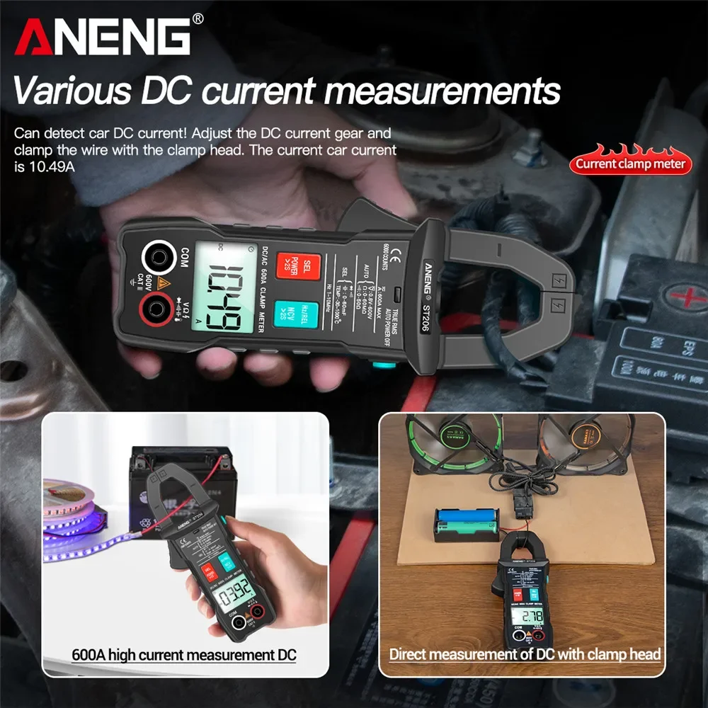 ANENG ST206 6000 Counts True RMS Amp DC/AC Current Clamp Measure  Amperimetro Tester Voltmeter Digital Multimeter Clamp Meter