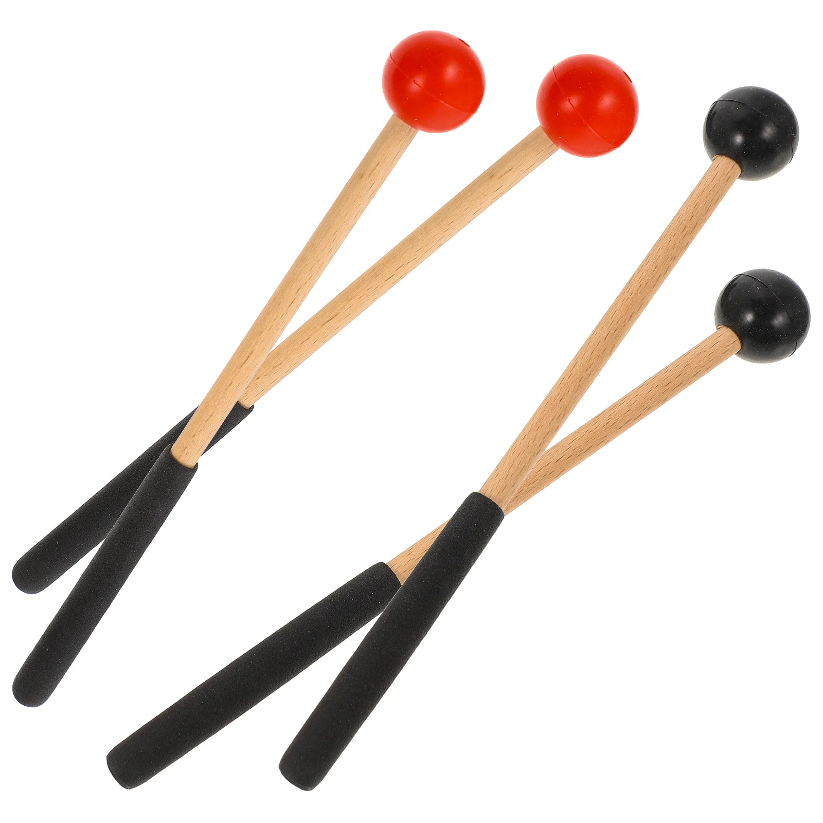 

2 Pairs Universal Musical Instrument Drumstick Student Use 22x25cm Wood Rubber Tongue Sticks